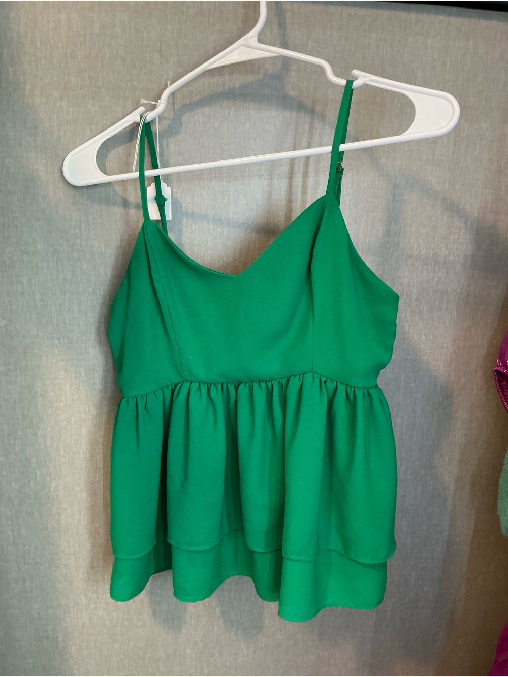 GB girls Green Tiered Spaghetti-Strap Camisole